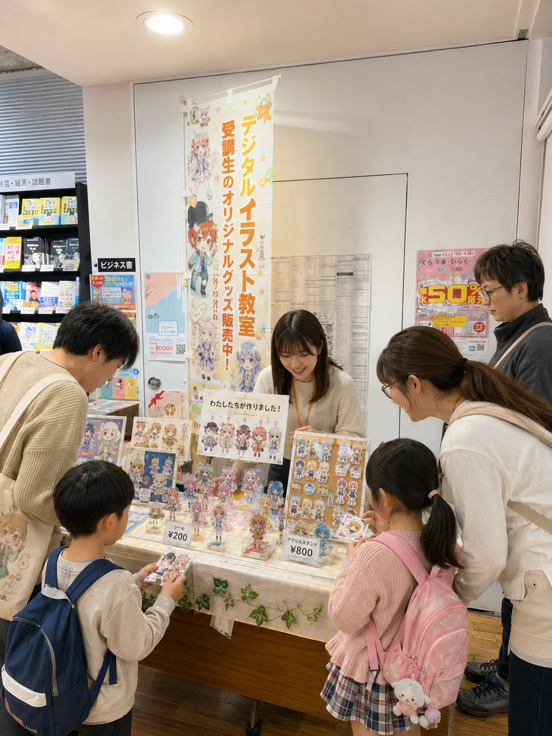  デジタルイラスト教室の手作りグッズ販売コーナー