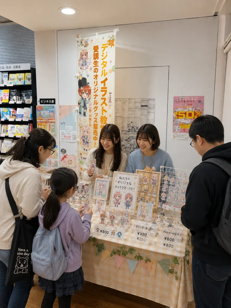 キャラクターグッズを販売する店頭でのやり取り